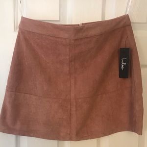 Suede pink miniskirt